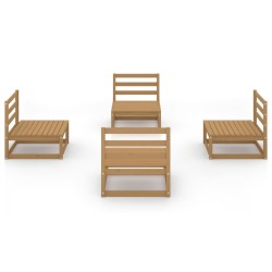 Salon de jardin 4 pcs marron miel bois de pin massif 