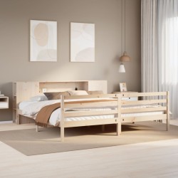 Lit bibliothèque sans matelas 180x200 cm bois massif de pin 