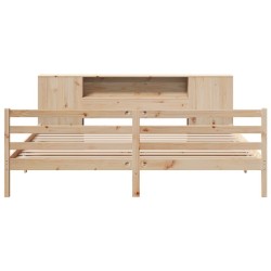 Lit bibliothèque sans matelas 180x200 cm bois massif de pin 
