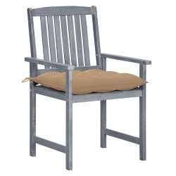 Chaises de jardin et coussins lot de 4 Gris Bois acacia massif 