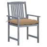 Chaises de jardin et coussins lot de 4 Gris Bois acacia massif 
