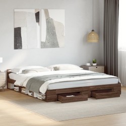 Cadre de lit avec tiroirs sans matelas chêne marron 200x200 cm 