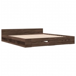 Cadre de lit avec tiroirs sans matelas chêne marron 200x200 cm 