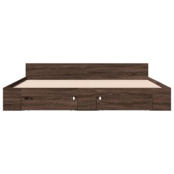 Cadre de lit avec tiroirs sans matelas chêne marron 200x200 cm 