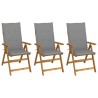 Chaises pliables de jardin lot de 3 avec coussins Bois d'acacia 