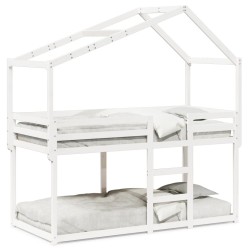 Lit superposé sans matelas blanc 90x200 cm bois de pin massif 