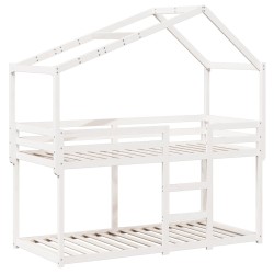 Lit superposé sans matelas blanc 90x200 cm bois de pin massif 