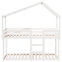 Lit superposé sans matelas blanc 90x200 cm bois de pin massif 