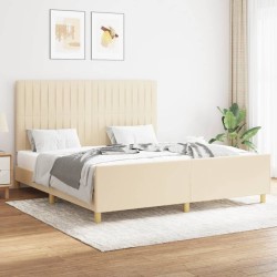 Cadre de lit sans matelas crème 160x200 cm tissu 