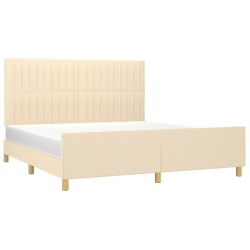 Cadre de lit sans matelas crème 160x200 cm tissu 