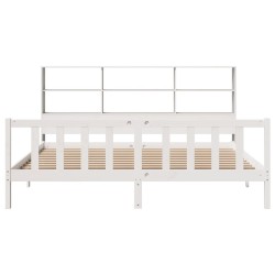 Lit bibliothèque sans matelas blanc 180x200 cm bois pin massif 