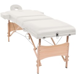 Table de massage pliable et tabouret 10 cm d'épaisseur Blanc 
