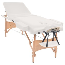Table de massage pliable et tabouret 10 cm d'épaisseur Blanc 