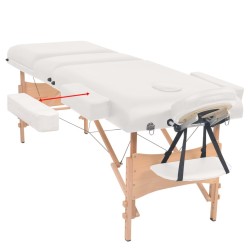 Table de massage pliable et tabouret 10 cm d'épaisseur Blanc 