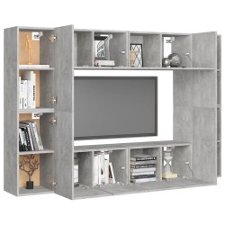 Ensemble de meubles TV 8 pcs Gris béton Bois d'ingénierie 