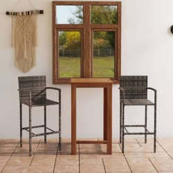 Ensemble de bar de jardin 3 pcs Gris 