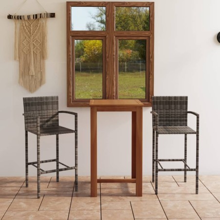 Ensemble de bar de jardin 3 pcs Gris 