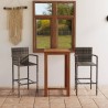 Ensemble de bar de jardin 3 pcs Gris 