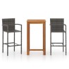 Ensemble de bar de jardin 3 pcs Gris 