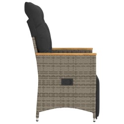 Chaises inclinables de jardin lot de 2 et coussins gris rotin 