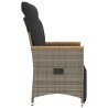 Chaises inclinables de jardin lot de 2 et coussins gris rotin 
