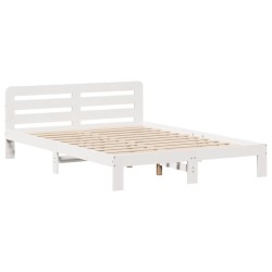Cadre de lit sans matelas blanc 120x200 cm bois de pin massif 