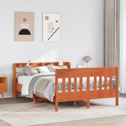 Cadre de lit sans matelas cire marron 150x200cm bois pin massif 