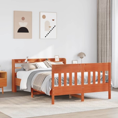 Cadre de lit sans matelas cire marron 150x200cm bois pin massif 