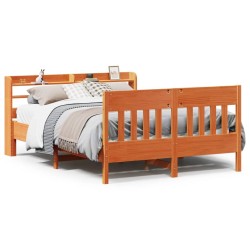 Cadre de lit sans matelas cire marron 150x200cm bois pin massif 