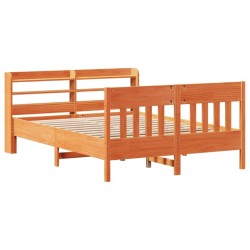 Cadre de lit sans matelas cire marron 150x200cm bois pin massif 