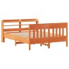 Cadre de lit sans matelas cire marron 150x200cm bois pin massif 