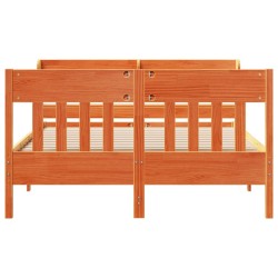 Cadre de lit sans matelas cire marron 150x200cm bois pin massif 