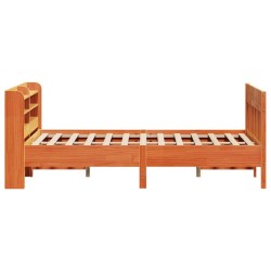 Cadre de lit sans matelas cire marron 150x200cm bois pin massif 
