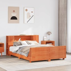 Cadre de lit sans matelas cire marron 120x190cm bois pin massif 