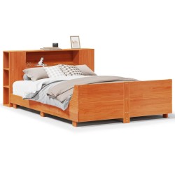 Cadre de lit sans matelas cire marron 120x190cm bois pin massif 