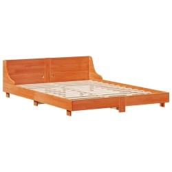 Cadre de lit sans matelas cire marron 120x190cm bois pin massif 