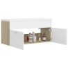 Armoire d'évier et lavabo intégré Blanc/chêne sonoma Aggloméré 