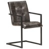 Chaises à manger cantilever lot de 2 gris cuir véritable 