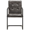Chaises à manger cantilever lot de 2 gris cuir véritable 