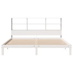 Lit bibliothèque sans matelas blanc 180x200 cm bois pin massif 