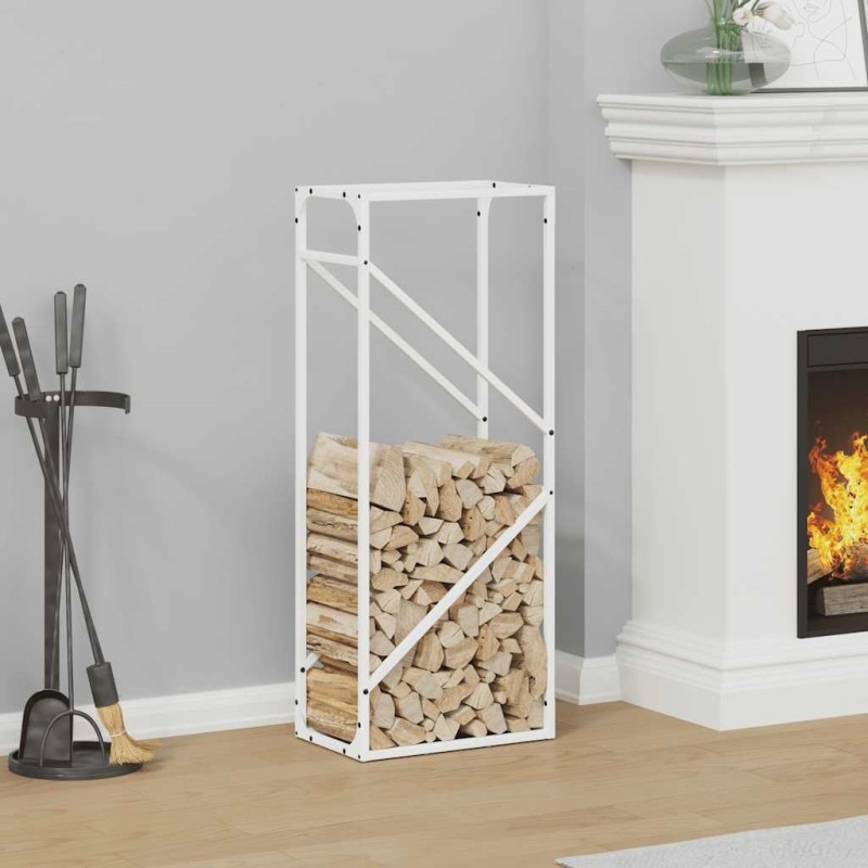 Portant de bois chauffage blanc 40x25x100 cm 