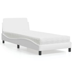 Lit avec matelas blanc 80x200 cm similicuir 