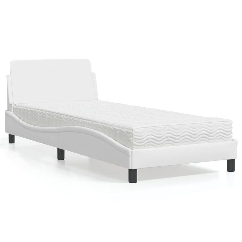 Lit avec matelas blanc 80x200 cm similicuir 