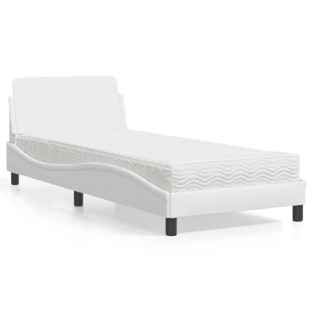 Lit avec matelas blanc 80x200 cm similicuir 