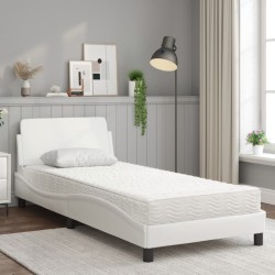 Lit avec matelas blanc 80x200 cm similicuir 