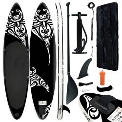 Ensemble de planche SUP gonflable 366x76x15 cm Noir 