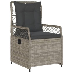 Ensemble à manger de jardin 3pcs coussins gris clair poly rotin 