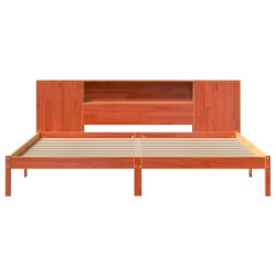 Lit bibliothèque sans matelas cire marron 180x200 cm pin massif 