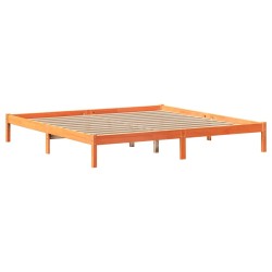 Lit bibliothèque sans matelas cire marron 180x200 cm pin massif 