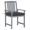 Chaises de jardin et coussins lot de 4 Gris Bois acacia massif 